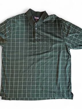 Brooks Brothers Dark Green Collared Checker Polo Mens size XL
